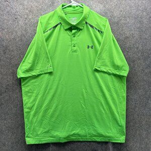 Under Armour HeatGear Polo Shirt Mens 2XL Green Solid ColdBlack Golf Performance